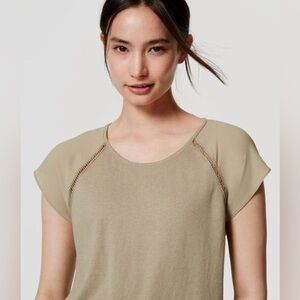 Loft Short Sleeve Ruffle Back Tee Green Size Small